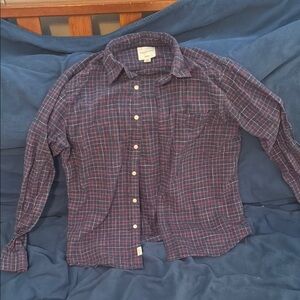 American Eagle Outfitters Navy and Red Plaid Shirt